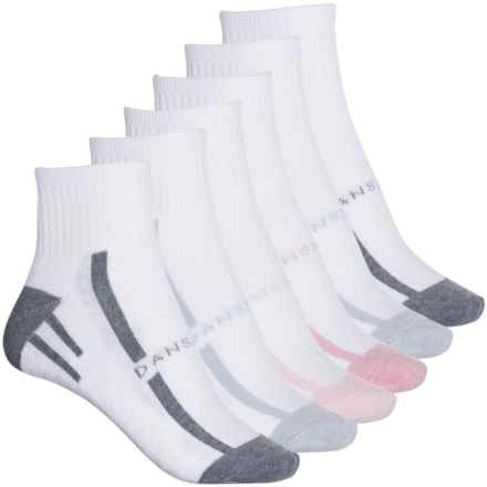 Danskin Armor Pattern Half Cushion Socks - 6-Pack, Quarter Crew (For Women) in White