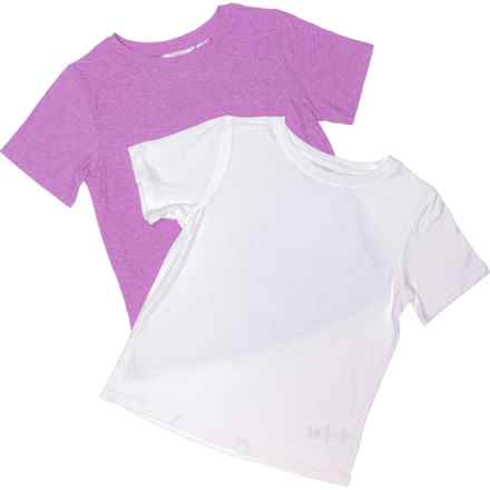 Danskin Big Girls Butter T-Shirt - 2-Pack, Short Sleeve in Bright White / Orchid Heather