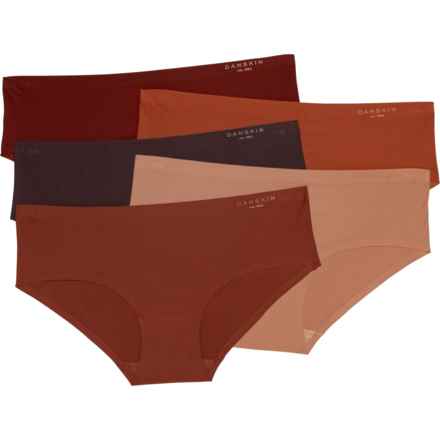 Danskin Bonded Breathable Mesh Microfiber Panties - 5-Pack, Hipster in Night Plum/Sienna Rose/Scorched Earth /Coastal Cla