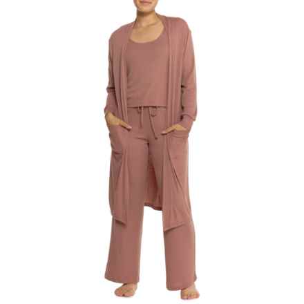 Danskin Duster, Tank Top and Pants Set - 3-Piece in Coffee Ceam