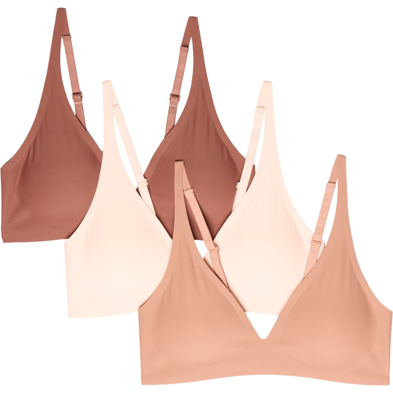 Danskin Gel-Bonded Microfiber Plunge Bralette - 3-Pack - Save 37%