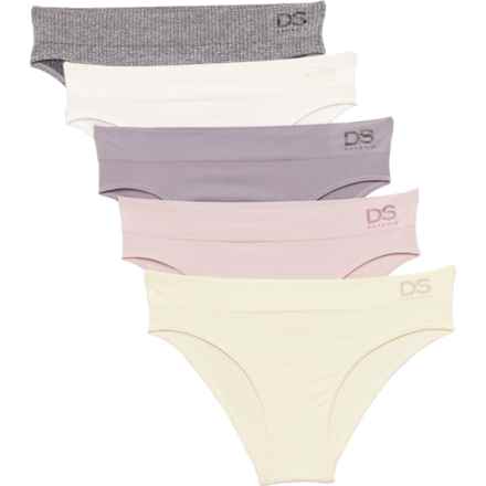Danskin Lightweight Seamless Panties - 5-Pack, Cheeky in Deep Dahlia/Ivory/Natural Grey/Tea Green/Heather G