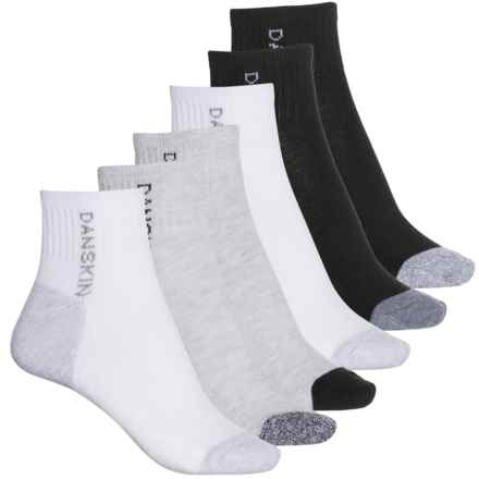 Danskin Marled Half Cushion Socks - 6-Pack, Quarter Crew (For Women) in White/Gray/Black
