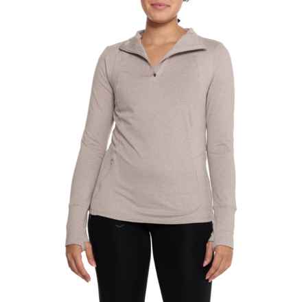 Danskin Melange Shirt - Zip Neck, Long Sleeve in Atmosphere Heather