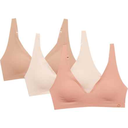 Danskin Microfiber Ribbed Lounge Bralette - 3-Pack in Cameo Brown/Salt Rock/Deep Tan