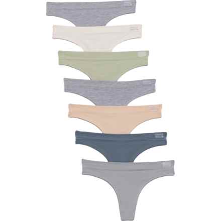 Danskin Organic Cotton-Blend Panties - 7-Pack, Thong in Blue/Blush/Heather Grey/Sage/Sea/White