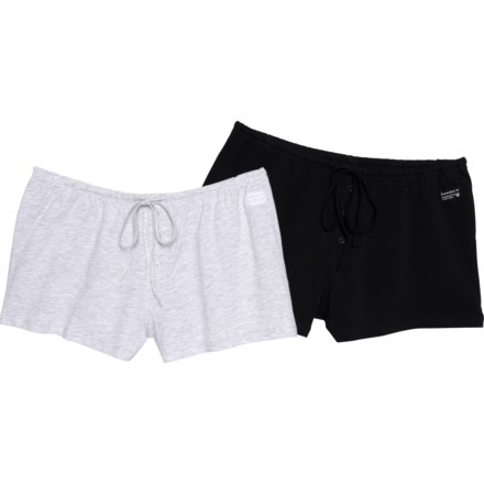 Danskin Organic Cotton Lounge Shorts - 2-Pack in Bleached Htr Grey/Black