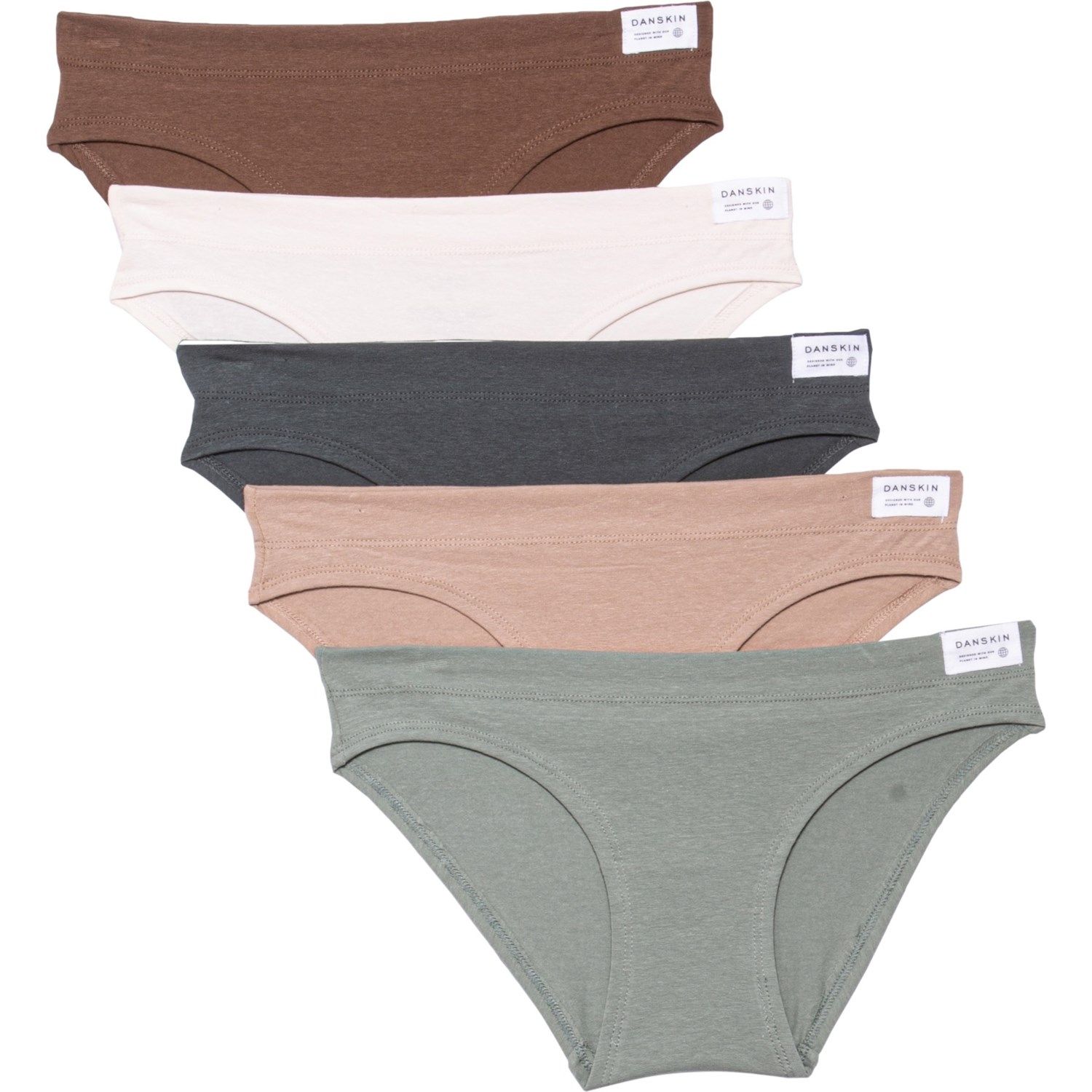 Danskin Organic Cotton Panties - 5-Pack, Bikini Briefs - Save 64%