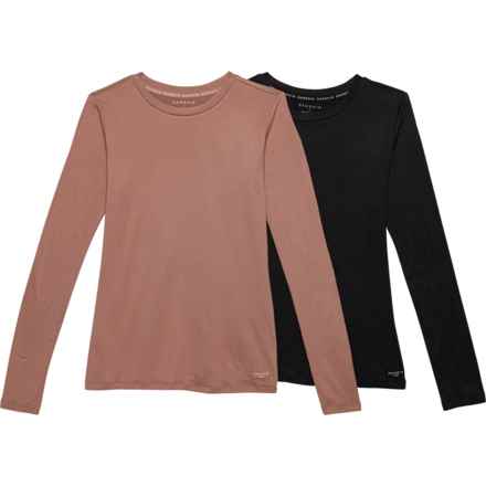 Danskin Peached Jersey Base Layer Tops - 2-Pack, Long Sleeve in Black/Coffee Crème