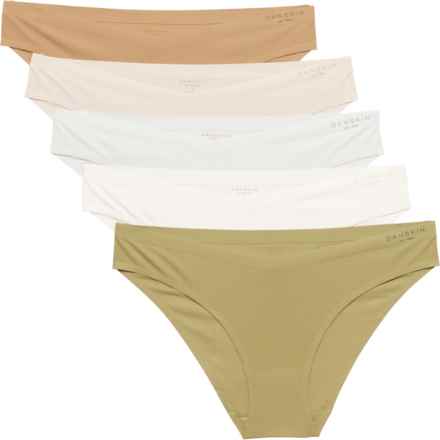 Danskin Perforated Microfiber V-Front Panties - 5-Pack, Bikini Briefs in Wild Sage/Oatmeal/White Pearl/Zen Garden/Golden Ga