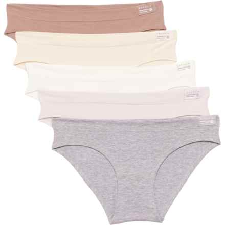 Danskin Printed Logo Panties - Organic Cotton, 5-Pack, Bikini Brief in Silver Cloud/Vintage Mauve/Dry Pampas/Sugar Crysta