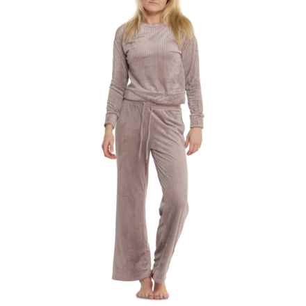 Danskin Rib Sculpted Velour Lounge Set - Long Sleeve in Vinatge Mauve