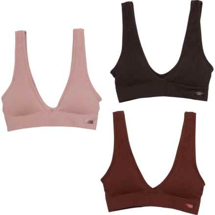 Danskin Ribbed Bralettes - 3-Pack in Brown/Plum/Rustic