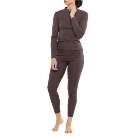 Danskin Ribbed Knit Base Layer Set - Zip Neck, Long Sleeve in Nightfall
