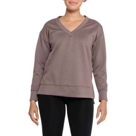 Danskin Scuba Rib V-Neck Tunic Shirt - Long Sleeve in Iron