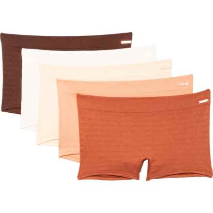 Danskin Seamless Linear Texture Panties - 5-Pack, Shorties in Brandied Peach, True Brunette, Fresh Pearl, Vanill