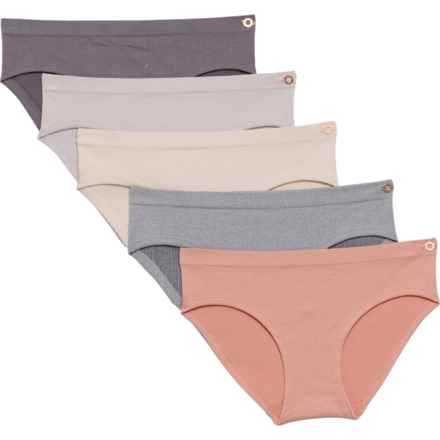 Danskin Seamless Ribbed Jacquard Panties - 5-Pack, Hipster in Coppery Blush /River Rock/Water Lily/Light Heather