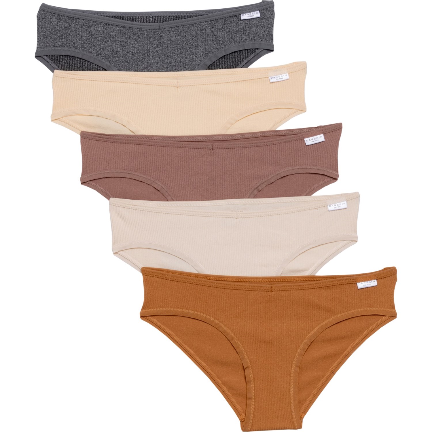 Danskin Seamless Ribbed Panties - 5-Pack, Bikini Brief - Save 64%