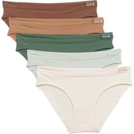 Danskin Solid Panties - Organic Cotton, 5-Pack, Bikini Brief in Opal Sea/Dark Forest/Sand Stone/Caramel Clove/Smok