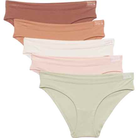 Danskin Solid Panties - Organic Cotton, 5-Pack, Bikini Brief in Russet/Pale Linen/Spring Sage/Blush Quartz/Teakwoo