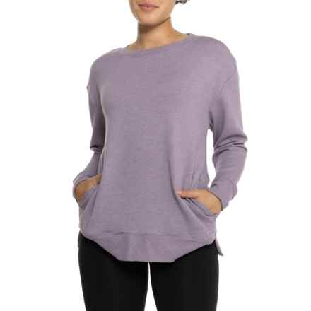 Danskin Split Hem Tunic Shirt - Long Sleeve in Purple Ash Heather