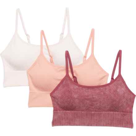 Danskin Stonewashed Seamless Ribbed Longline Bralette - 3-Pack in Auburn Stonewash/Rose Marble/Delicacy