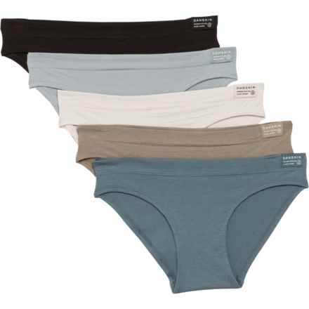 Danskin Stretchy Organic Cotton Panties - 5-Pack, Bikini Brief in Razor Grey/Sage Quarry/Dove Grey/Hazelnut Cream/Mi