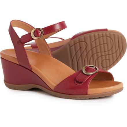 Dansko Arielle Wedge Sandals - Leather (For Women) in Red