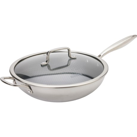 DAVID BURKE Geoclad Nonstick Wok with Lid - 12” in Silver Grey