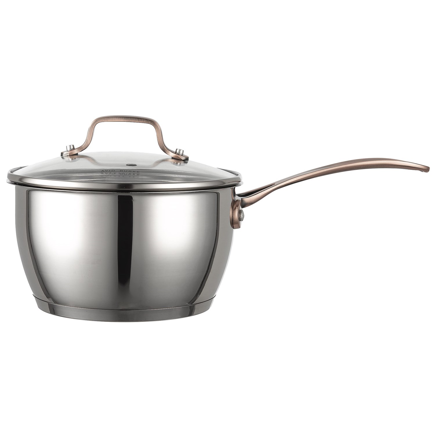 David Burke Gourmet Gourmet Pro Regency Saucepan With Glass Lid 24 Qt Stainless Steel In Stainlees Steel Copper Handle~p~456kf 01~1500.2 