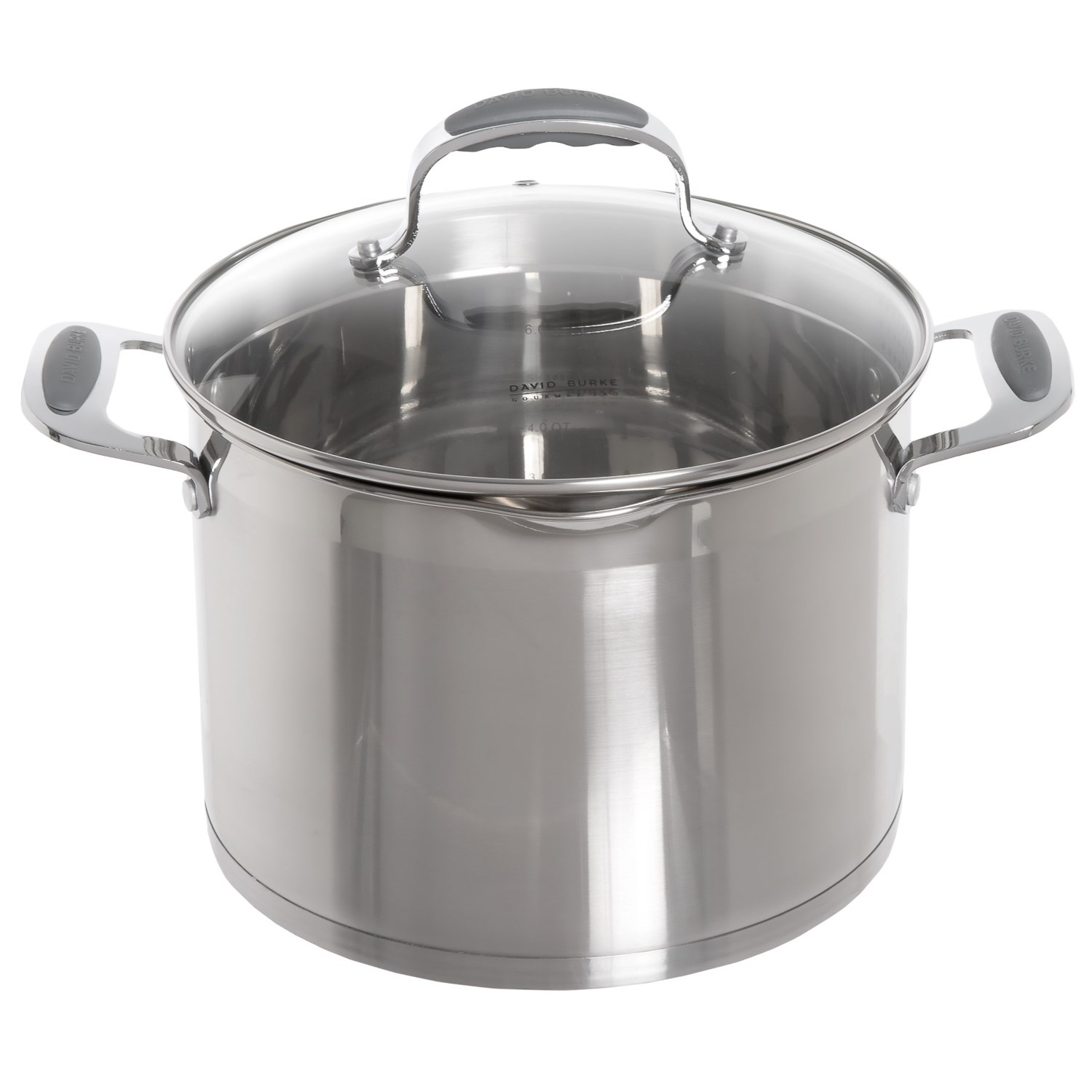 David Burke Gourmet Stature Trends Stock Pot With Pour Sides And Strain Lid 8 Qt Stainless Steel In Brushed Stainless Steel~p~456kh 01~1500.2 