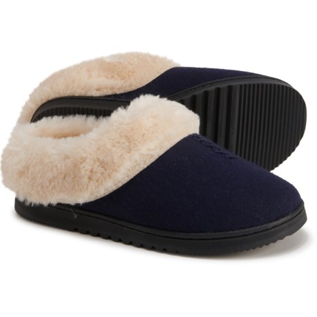 navy fur slippers