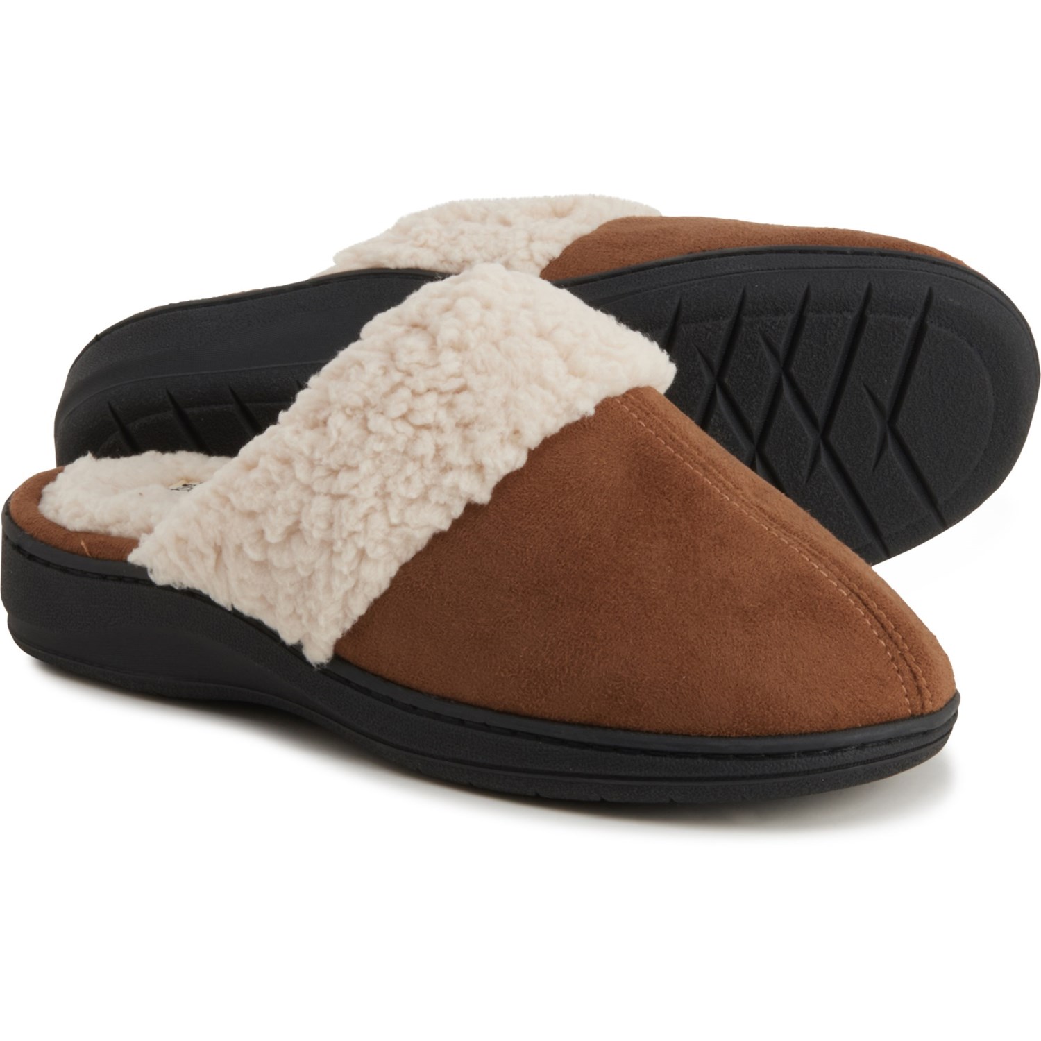 women's suede leather shearling fur scuff slippers