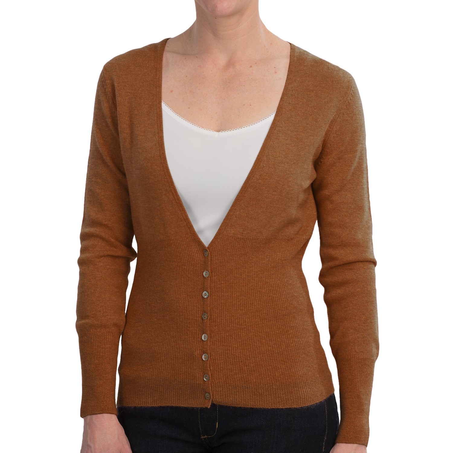 Deep V Neck Cashmere Cardigan Sweater (For Women) 9024U 67