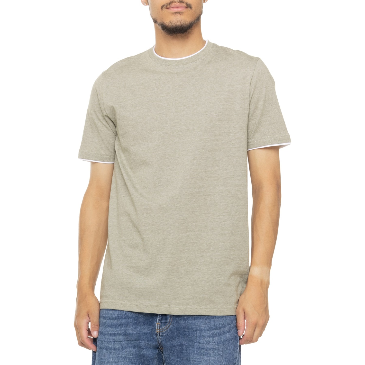 Floral Accent Denim Tee Short Sleeves