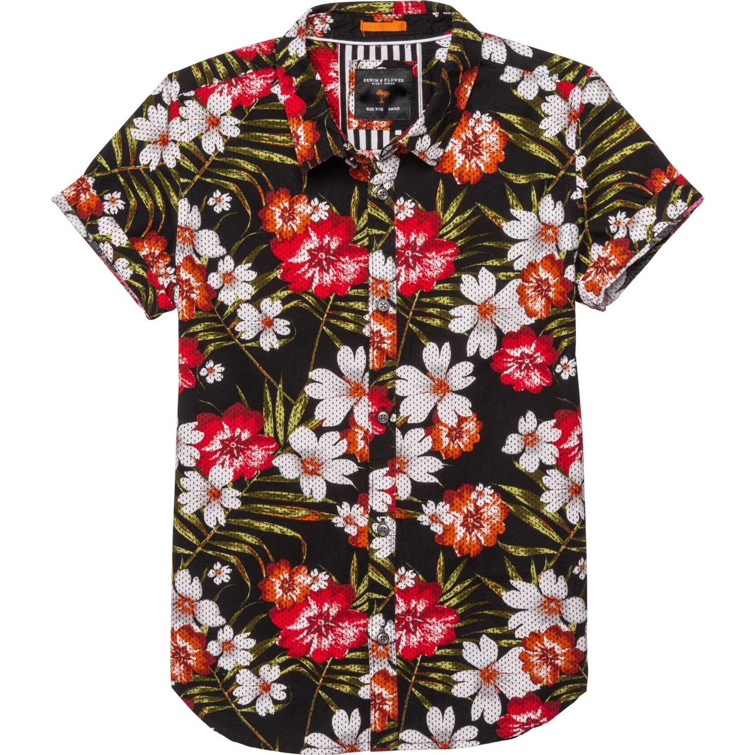 DENIM & FLOWER Floral Button-Up T-Shirt (For Big Boys) - Save 44%