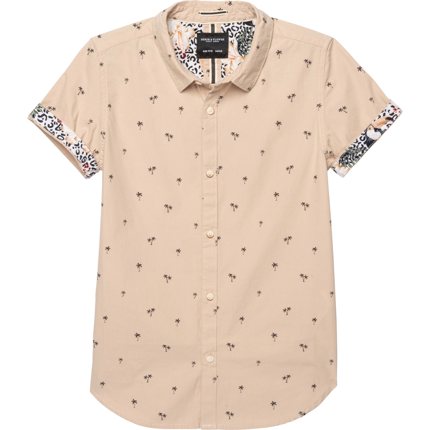 FLOWER Palm Trees Button-Up T-Shirt 