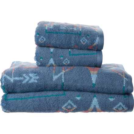 Desert Star Windy Ridge Bath Towel Set - 4-Piece, 550 gsm, Blue in Blue Multi