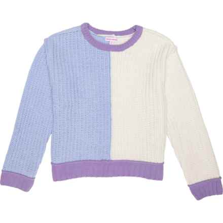 Design History Big Girls Color-Block Sweater in Starry Blue Combo