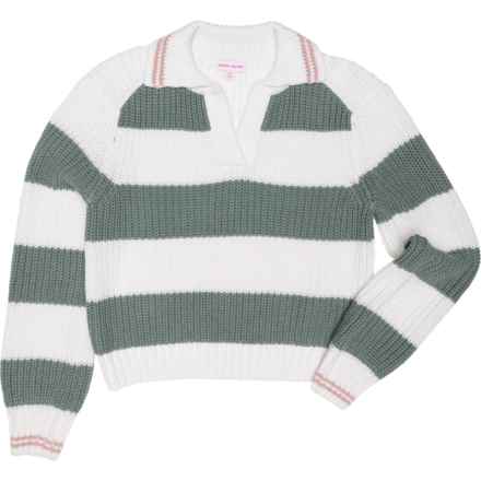 Design History Girls Rugby Stripe Sweater in Winter White Combo