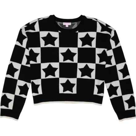Design History Girls Star Block Sweater in Black Combo