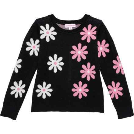 Design History Toddler Girls Flower Knit Sweater in Black Floral