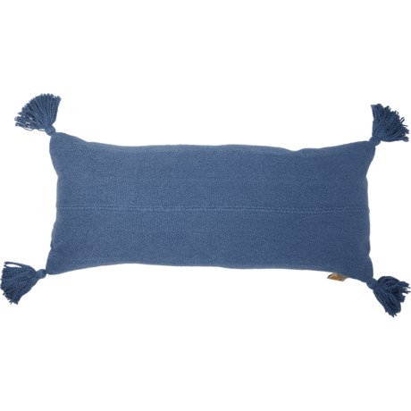 Devi Designs Lisbet Tasseled Throw Pillow - 14x32” in China Blue
