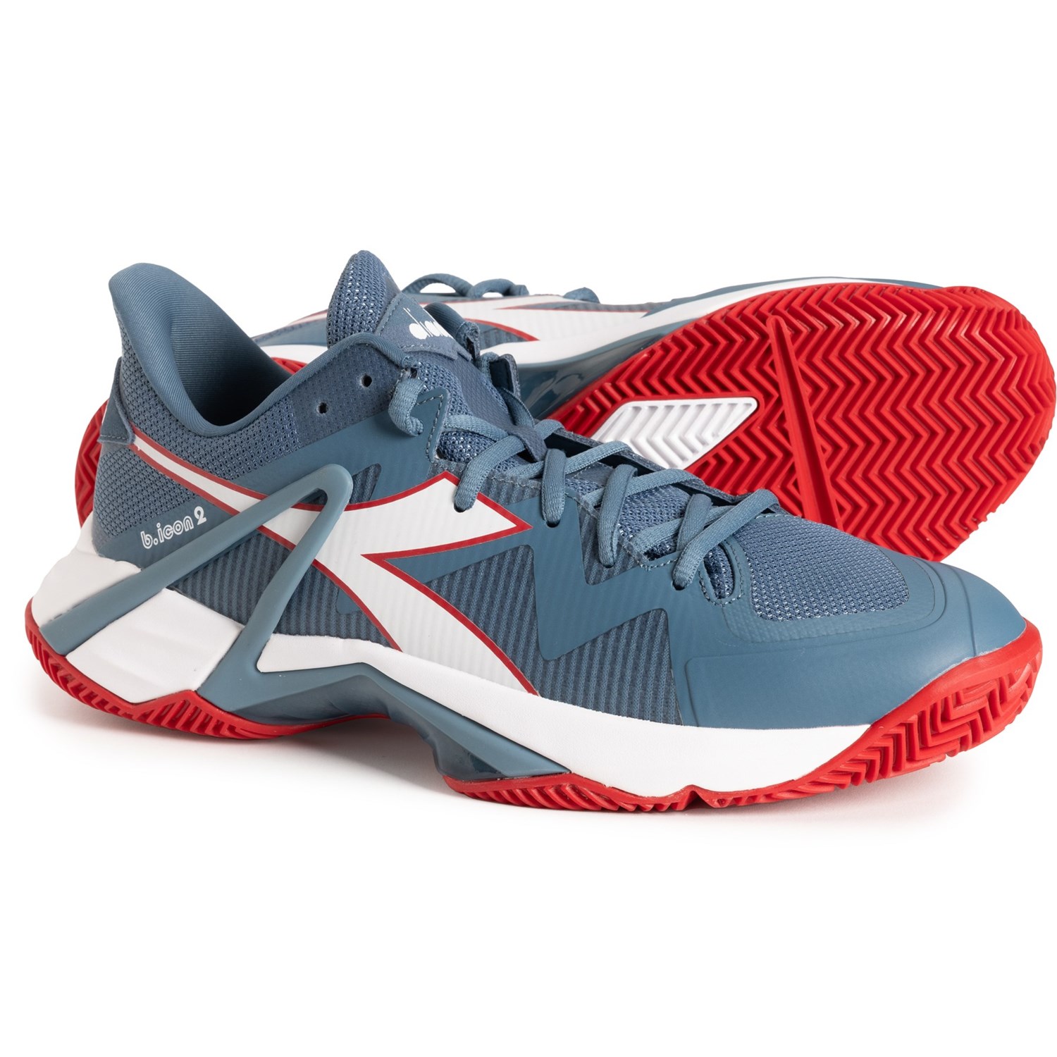 Diadora Scarpe Da Tennis Uomo B.Icon 2 Clay – Bianche E Nere, Progettate Per Campi In Terra Battuta, Ammortizzate E Traspiranti