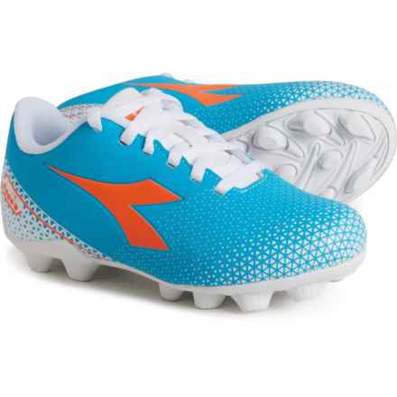 Diadora Boys Pichichi 6 Md JR. Soccer Cleats in Blue Flo/White/Orange