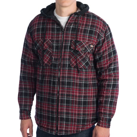 Dickies Flannel Full-Zip Hoodie Sweatshirt - Insulated, Quilted Lining ...