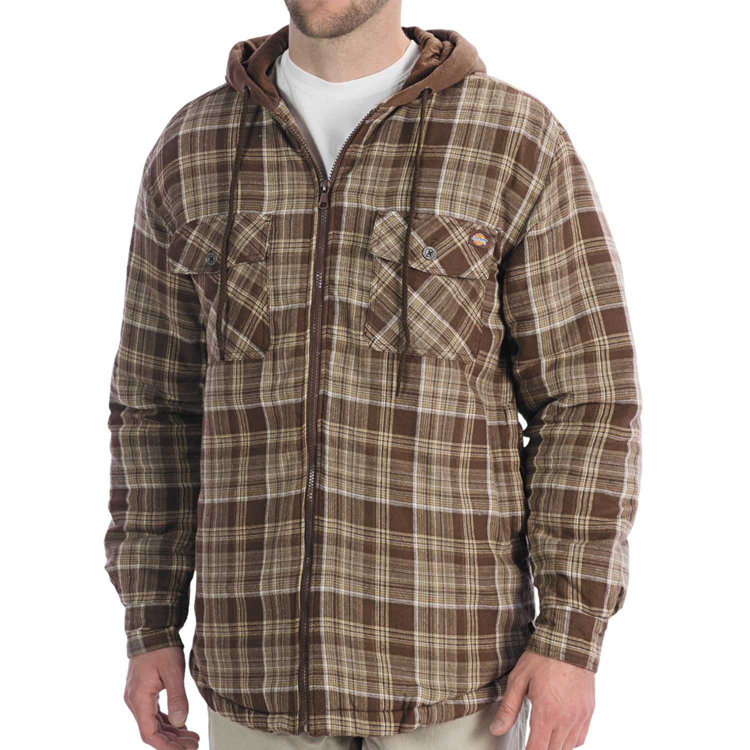 Dickies Flannel Full-Zip Hoodie Sweatshirt - Insulated, Quilted Lining ...