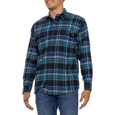 Dickies Flex Flannel Shirt - Long Sleeve in Navy Blue/Multi Plaid