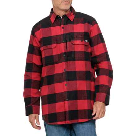 Dickies Heavyweight Brawny Plaid Snap-Front Flannel Shirt Jacket in Red/Blk Buffalo Plaid