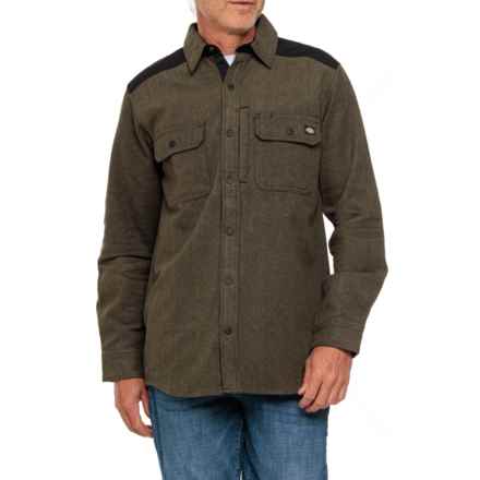 Dickies Heavyweight Brawny Snap-Front Flannel Shirt Jacket in Military Green